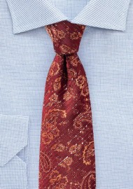 Tibetan Red Paisley Necktie