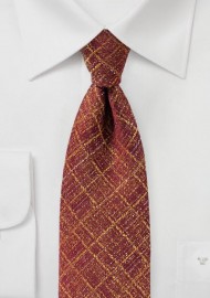 Festive Burgundy and Gold Checkered Tie