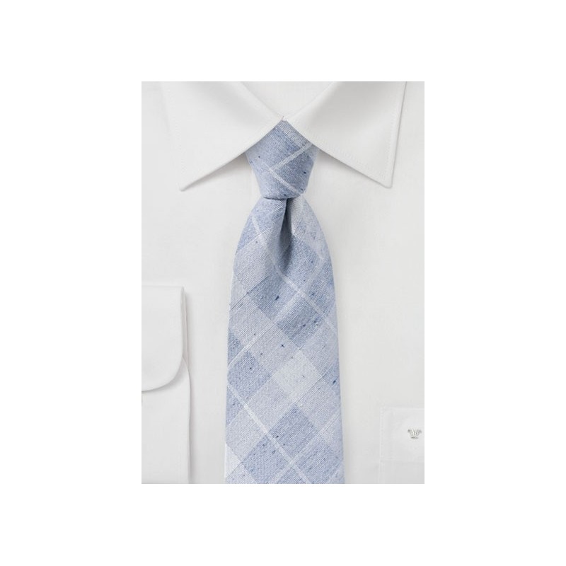 Pearl Blue Tartan Cotton Tie