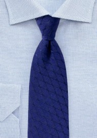 Royal Blue Wool Blend Tie with Rhombus Pattern