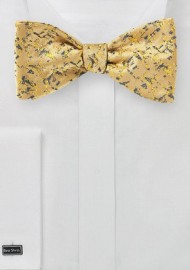 Bright Gold Bow Tie with Abstract Design