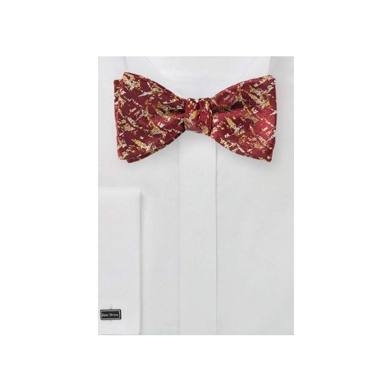 Red and Gold Abstract Art Bow Tie
