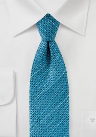 Textured Woven Tie in Turquoise