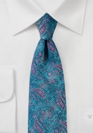 Faded Paisley Tie in Teal and Pink