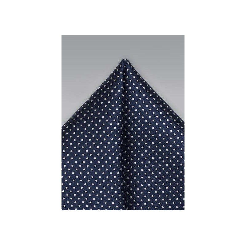 Sapphire Blue Pocket Square with Tiny White Dots