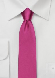 Shiny Skinny Silk Tie in Hot Pink