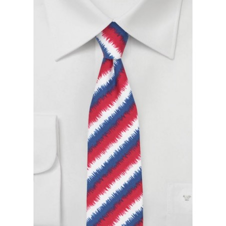 3D Striped Tie in Red, White, Blue