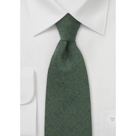 XL Length Tie in Olive Green with Texture