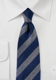 Vintage Striped Silk Tie in Navy and Silver