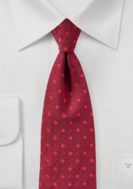 Woven Floral Tie in Cherry Red