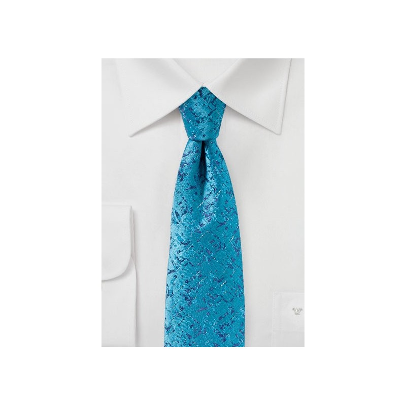 Bright Turquoise Geometric Print Designer Tie