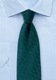 Hunter Green and Navy Seashell Design Tie