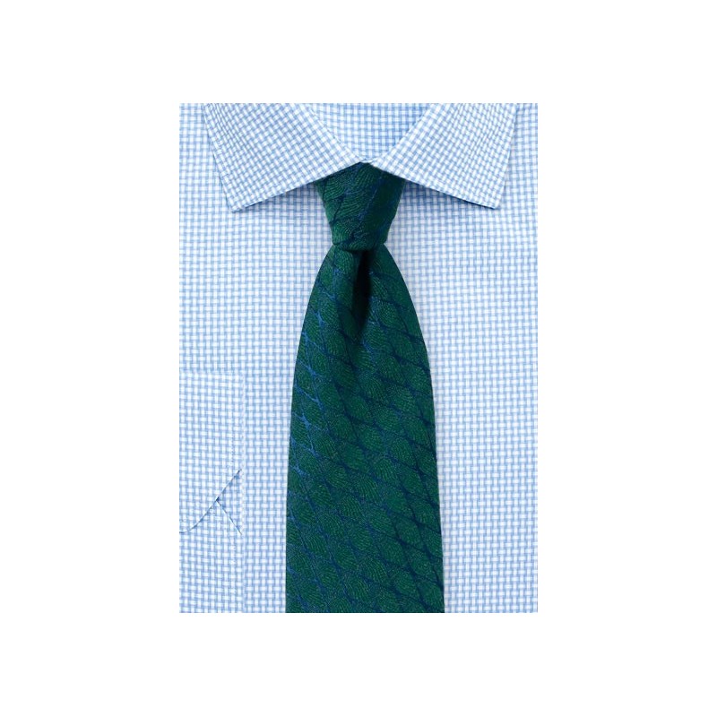 Hunter Green and Navy Seashell Design Tie