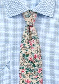 Summer Floral Cotton Print Tie