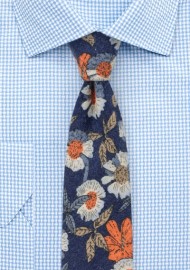 Flannel Cotton Print Tie with Floral Desgin