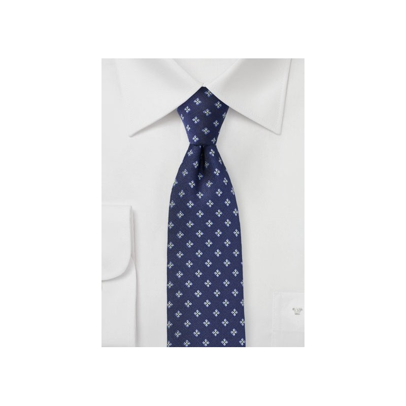 Navy Blue Matte Woven Skinny Tie