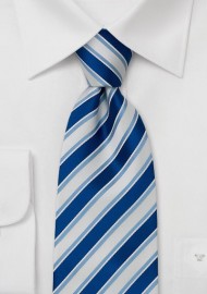 Stripes blue and white silk tie