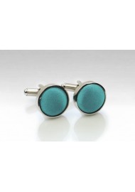 Teal Fabric Covered Cufflinks