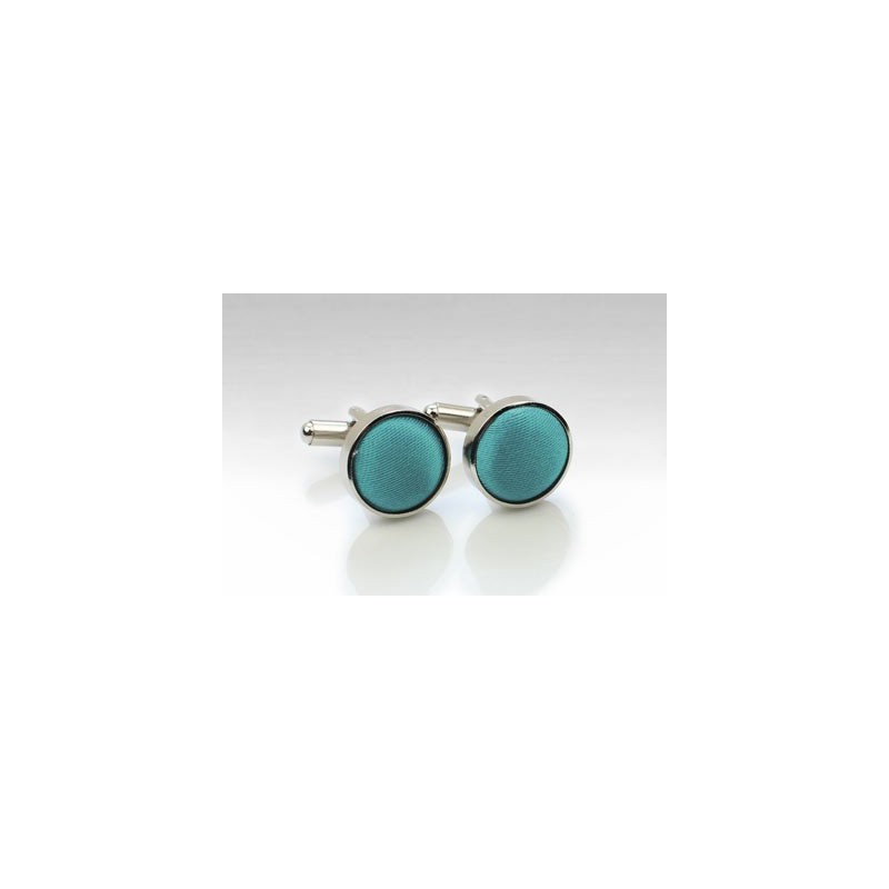 Teal Fabric Covered Cufflinks