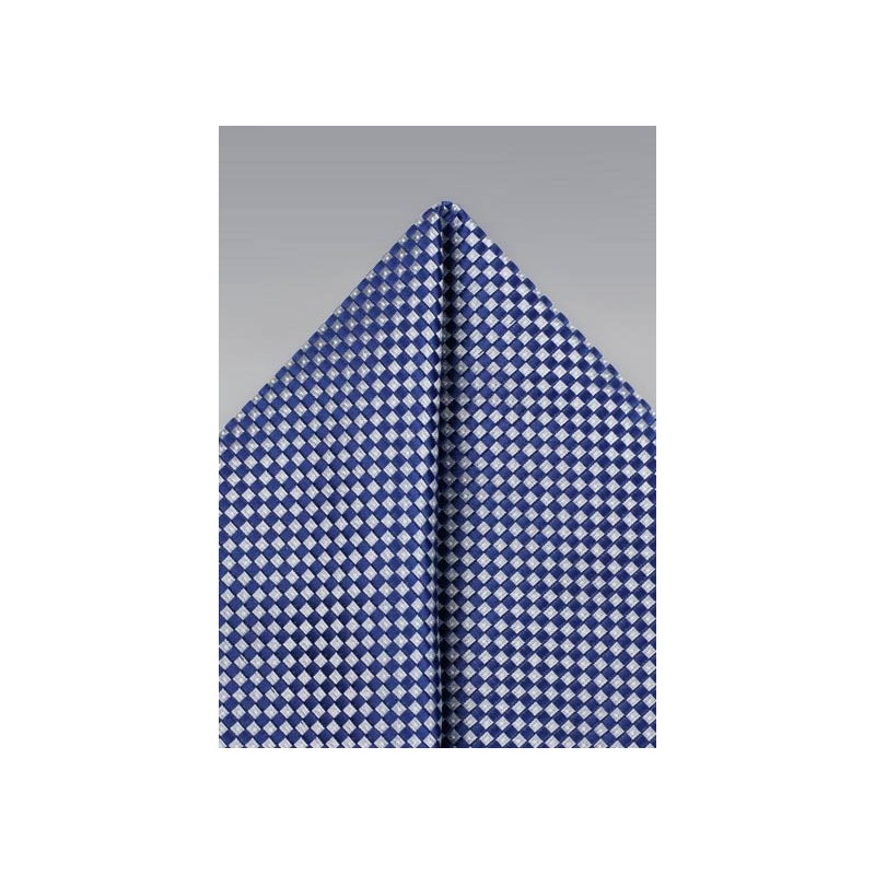Diamond Check Hanky in Blue and Silver