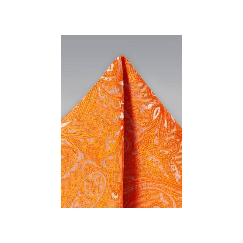 Mandarin Orange Paisley Hanky