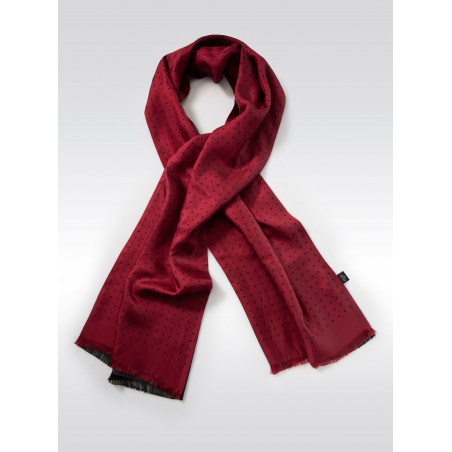 Wine Red and Navy Polka Dot Silk Scarf