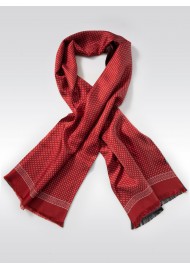 Fine Dot Design Silk Scarf in Terracotta Red