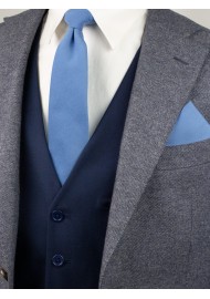 Ash Blue Linen Textured Necktie With Modern Cut Styled