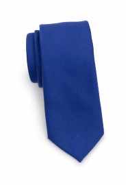 Narrow Woolen Necktie in Marine Blue Rolled