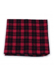 tartan plaid hanky in red and black in matte woven cotton