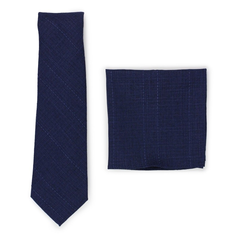 skinny cotton tie set in dark navy blue