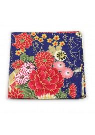 floral designer pocket square in bright summer colors