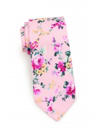 floral tie in pink in cotton