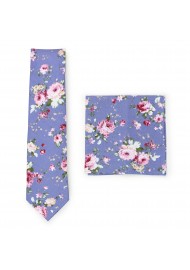 french blue and pink cotton floral tie