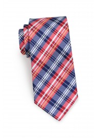 Standard length red and blue tartan necktie