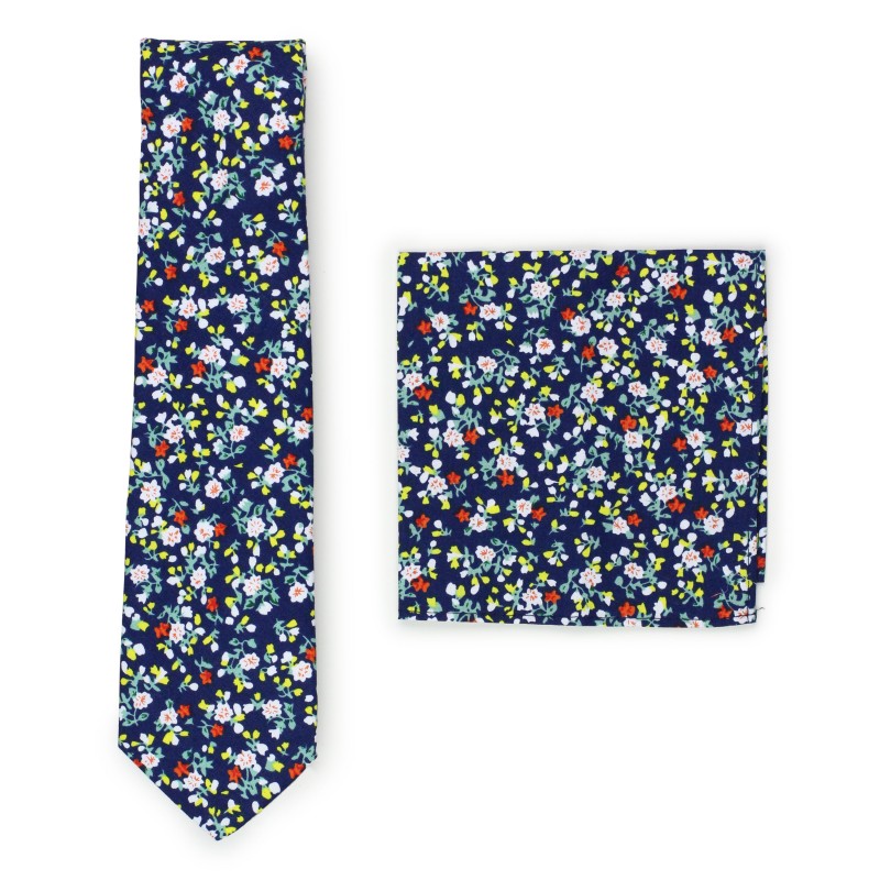 small floral print tie and hanky set