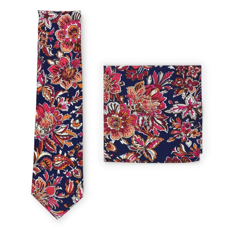 vintage flower cotton tie set in slim width