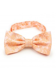 Peach paisley pre-tied bow tie