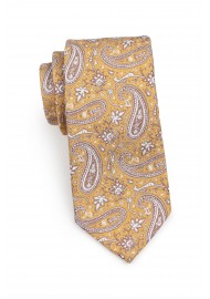 Standard length caramel paisley necktie