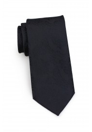 Standard length black paisley necktie