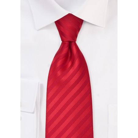 XL solid color red necktie - Stain resistant Microfiber tie in bright red