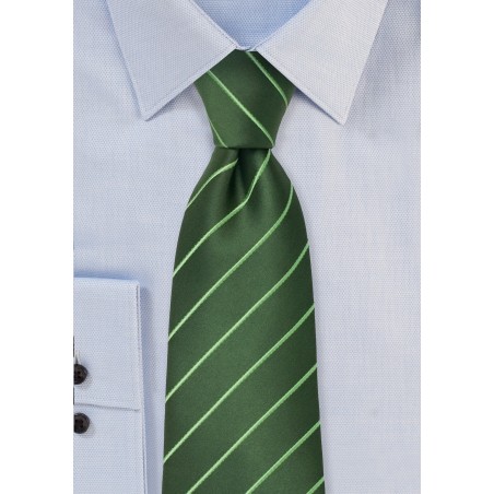 Green men's ties - Green striped necktie