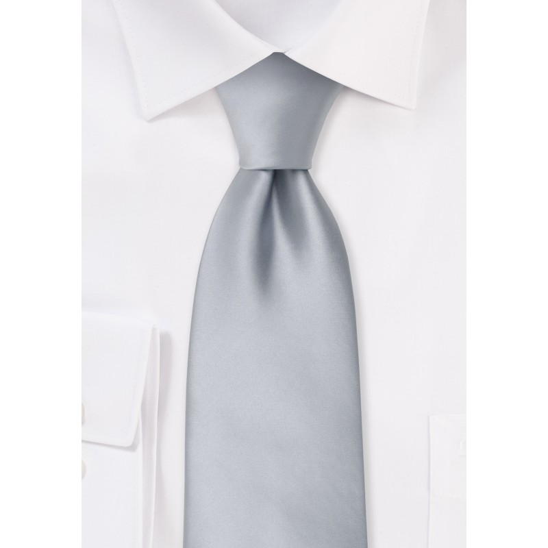Solid Silver Tie for Kids