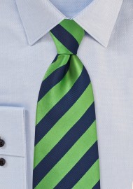 Kids Navy and Green Striped Tie