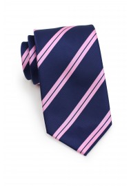 Repp Striped Tie in XL in Navy and Pink