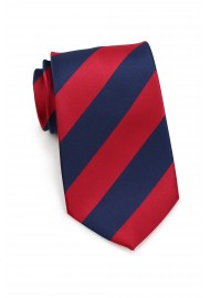 Navy and Red Necktie in Long Length for Tall Men