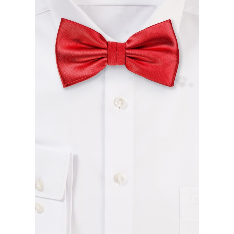 Cotton Premium Quality Bow Tie UK Made.Bright Red Pre-Tied. 