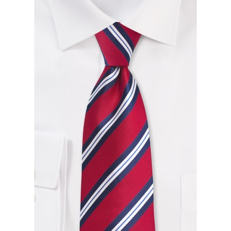 Repp Striped Kids Tie in Red and Blue