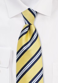 Kids Repp Striped Tie in Yellow and Navy