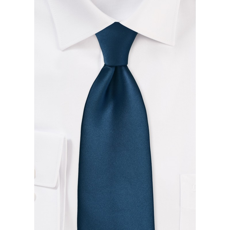 Dark Teal Blue Tie in Kids Length